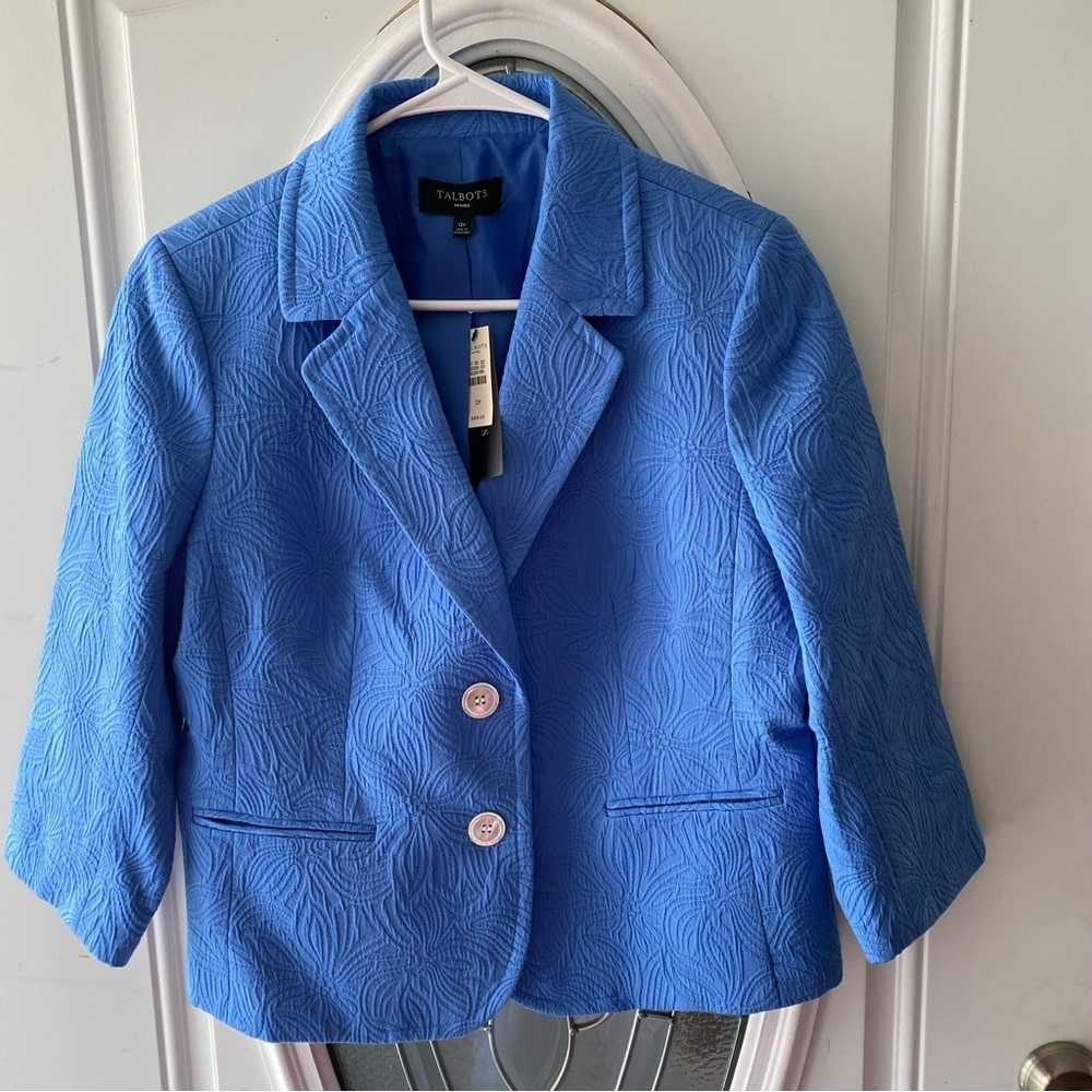 NWT Talbots blazer Blue one button. SZ 12P - Picture 11 of 14